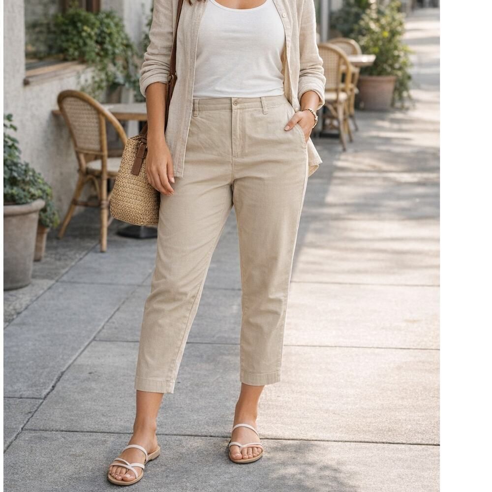 GAP Tan Slim Ankle Pants Women’s Size 16 Stretch Chino Casual Trousers Classic